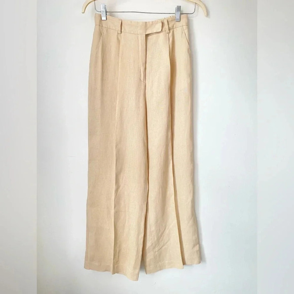 Zara Pants Women’s Small Linen Trousers Wide Leg High Rise Academia - Picture 3 of 8
